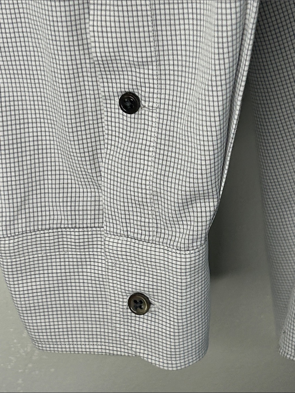 Nordstrom Men’s Light Gray white Micro Checked Button-Down Dress Shirt - Picture 6 of 11